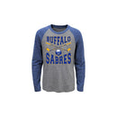 Outerstuff Boy's Buffalo Sabres Classic Cross Long Sleeve Triblend Tee - Grey/Royal - lauxsportinggoods