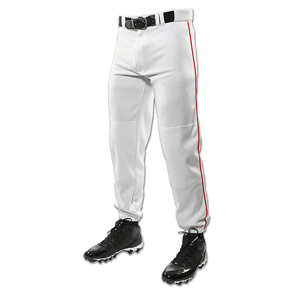 Red Pinstripe Baseball Pants Piped