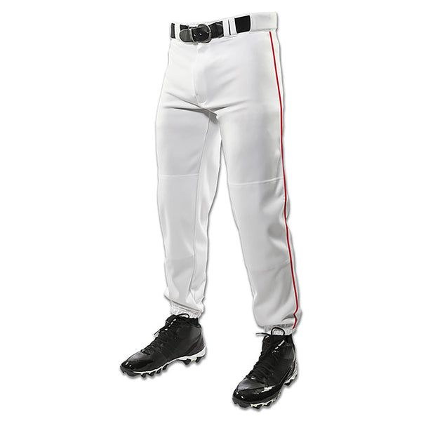 Open Box Champro Men's Triple Crown Classic Baseball Pants with Side Piping Adult-2X-Large-White-Scarlet Pipe - lauxsportinggoods
