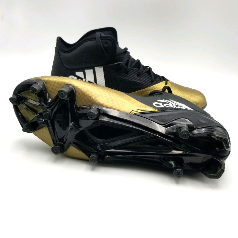 adidas Adizero 5-Star 5.0 Mid Football Shoe Black-Gold Mens Size 9.5 - lauxsportinggoods