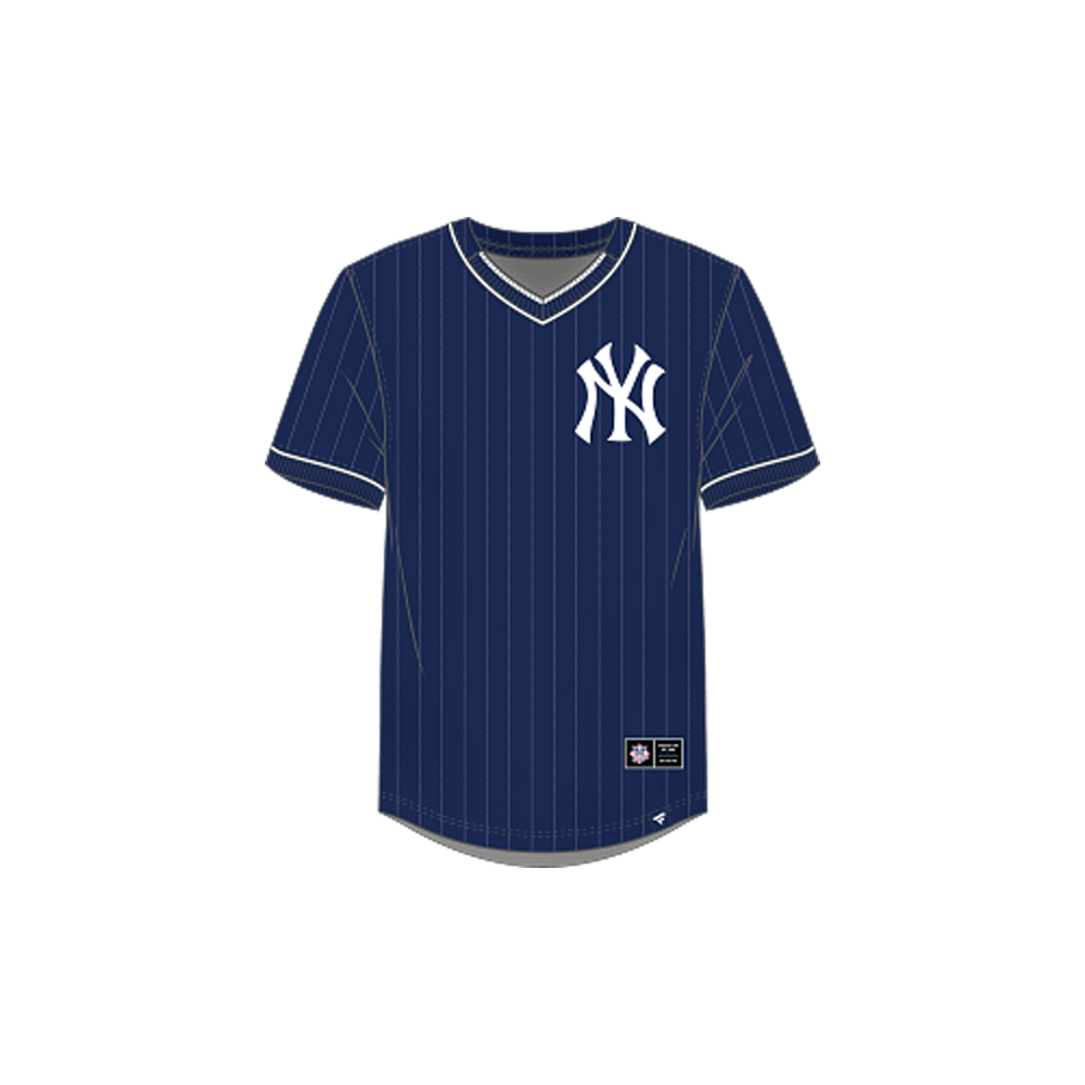 Fanatics New York Yankees Challenging Victory Pullover Pinstripe SS Player Jersey Navy Large