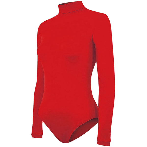 JB Bloomers Ladies Turtleneck Bodysuit-Red-Medium - lauxsportinggoods