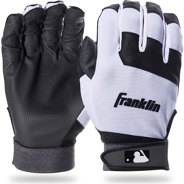 Franklin Sports MLB Youth Flex Batting Gloves - Black/White - Large - lauxsportinggoods