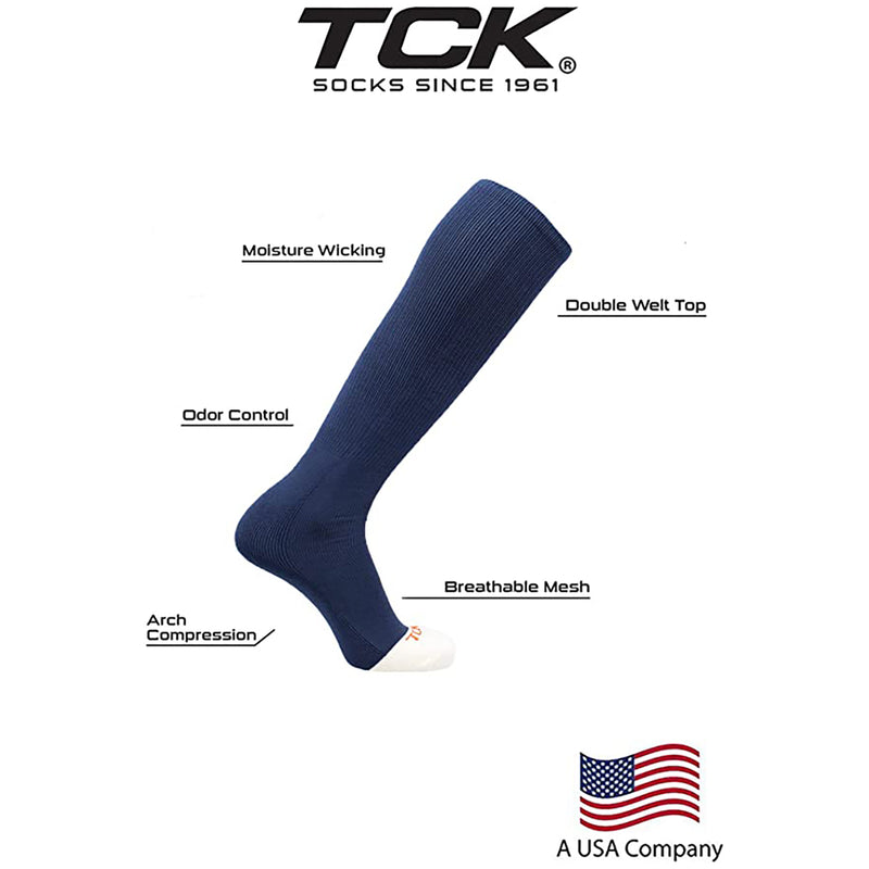 Open Box TCK Sports Prosport Performance Over-Calf Tube Socks-Large-Navy - lauxsportinggoods