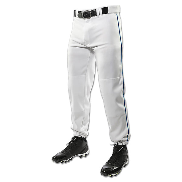 Open Box Champro Men's Triple Crown Classic Baseball Pants with Side Piping Adult-Small-White-Navy Pipe - lauxsportinggoods