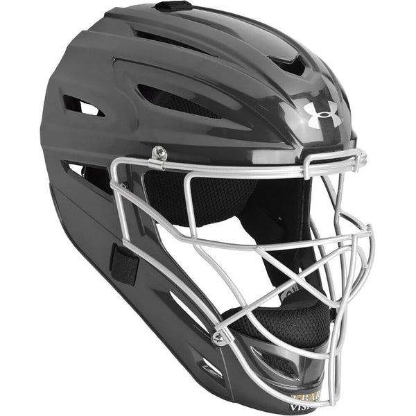 Open Box Under Armour Victory Series Solid Molded Catching Mask-Youth-Black - lauxsportinggoods
