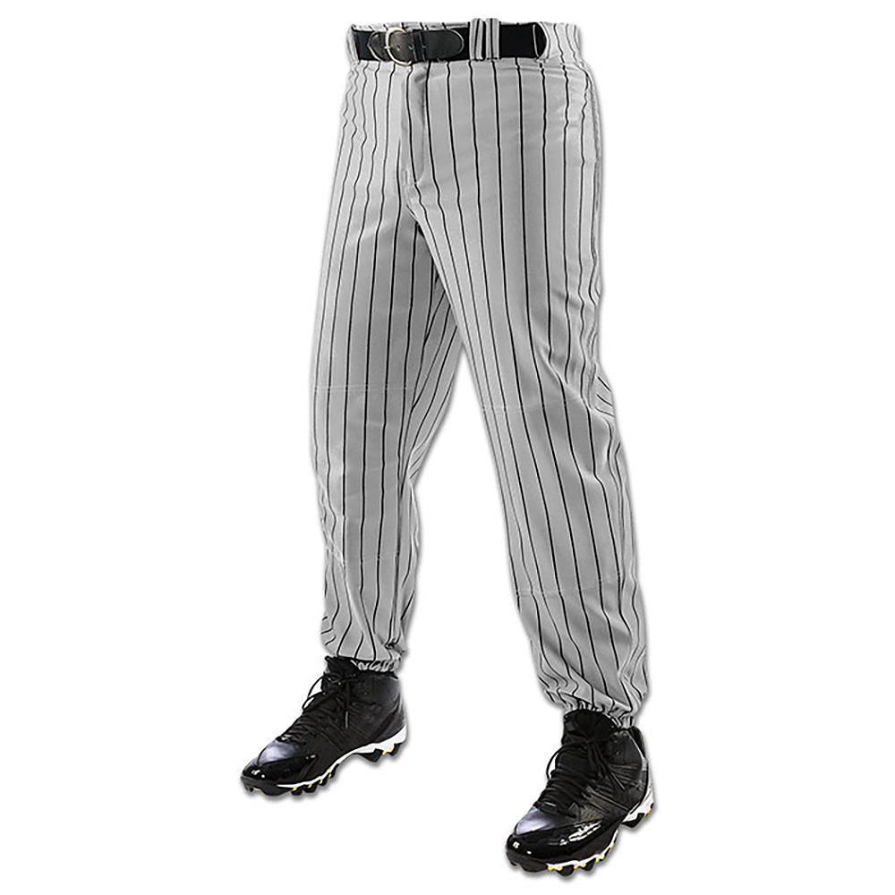 Champro Men's Triple Crown Pinstripe Grey/Black Baseball Pants L
