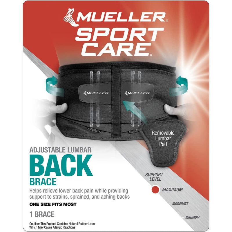 Open Box Mueller Lumbar Back Brace w/ Removable Pad-One Size - lauxsportinggoods
