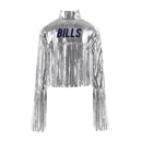 Cuce Women's Buffalo Bills Sequin Blazer w/ Fringe Detail - White - lauxsportinggoods