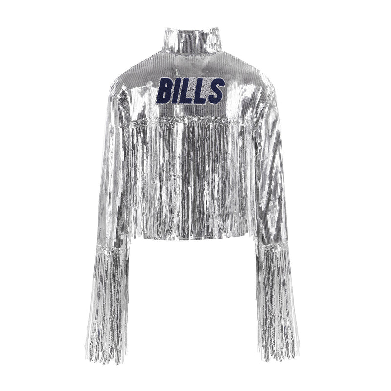 Cuce Women's Buffalo Bills Sequin Blazer w/ Fringe Detail - White