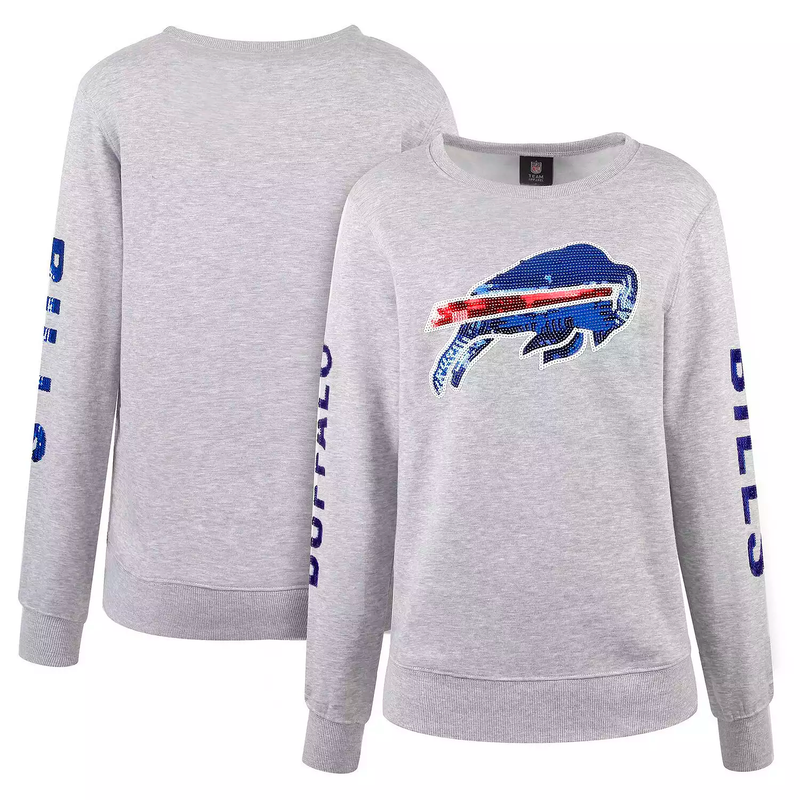 Cuce Women's Buffalo Bills Crewneck Fleece - Gray - lauxsportinggoods