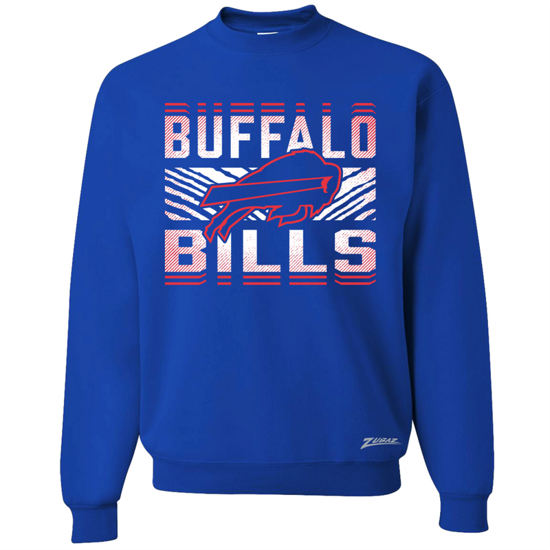 Zubaz Men's Buffalo Bills Crew Neck Sweatshirt - Royal - lauxsportinggoods