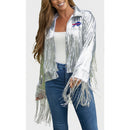 Cuce Women's Buffalo Bills Sequin Blazer w/ Fringe Detail - White - lauxsportinggoods