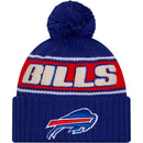 New Era Junior Buffalo Bills NFL24 Striped Knit Hat w/ Pom - Royal - lauxsportinggoods