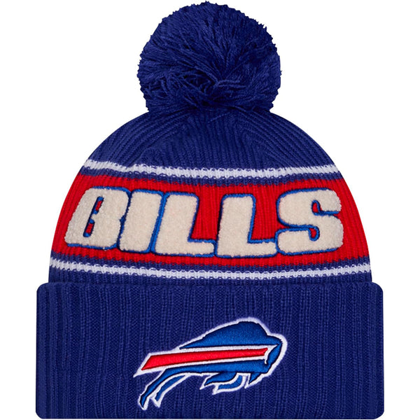 New Era Junior Buffalo Bills NFL24 Striped Knit Hat w/ Pom - Royal