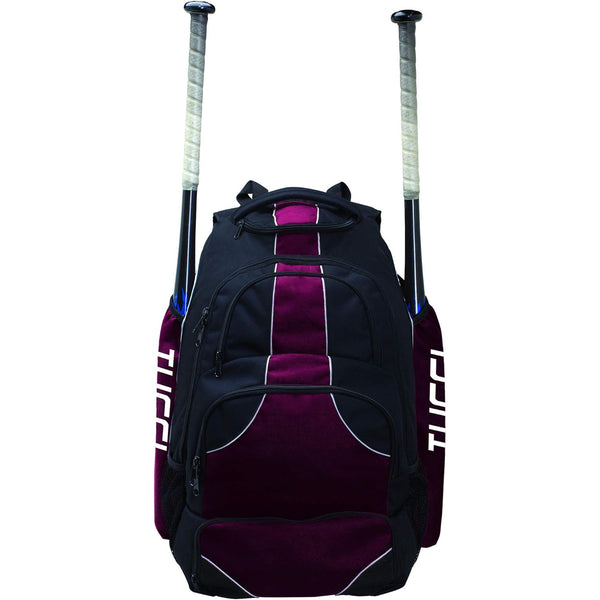 Tucci Large Plus Team Travel Baseball Bat Backpack - Black/Maroon