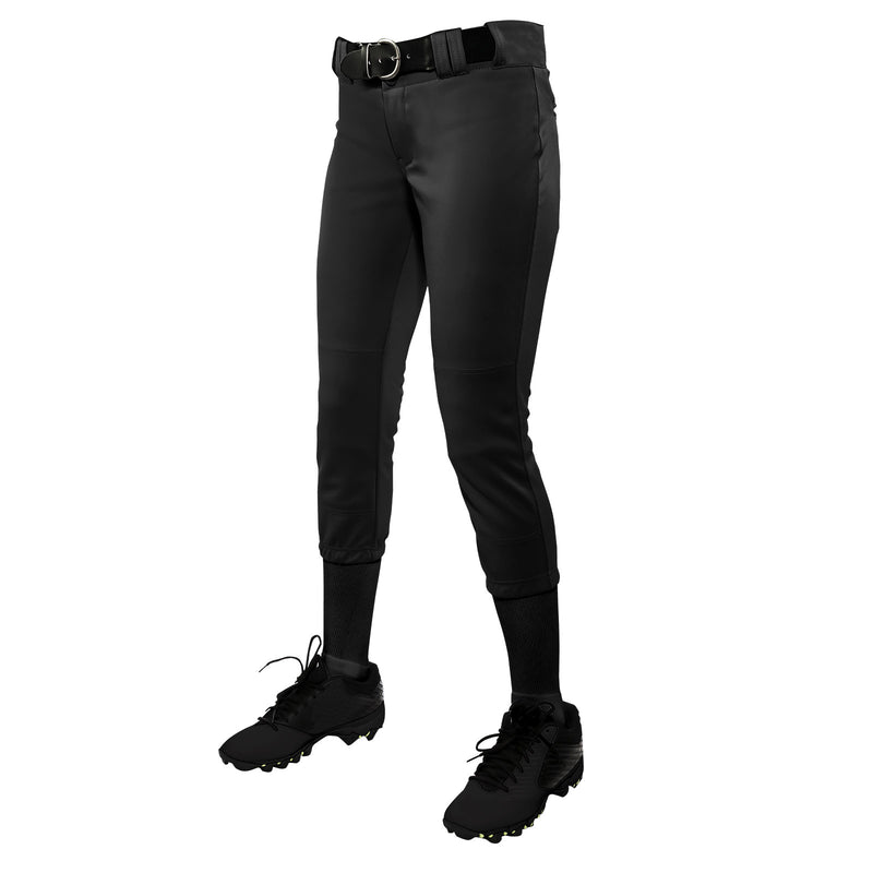 Open Box Champro Women's Tournament Traditional Low-Rise Polyester Softball Pant-2X-Large-Black - lauxsportinggoods