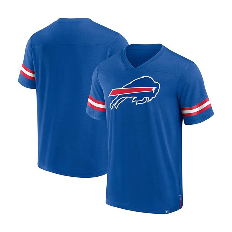 Fanatics Men's Buffalo Bills Fundamentals Hashmark Fashion Top V-Neck S/S Tee - lauxsportinggoods