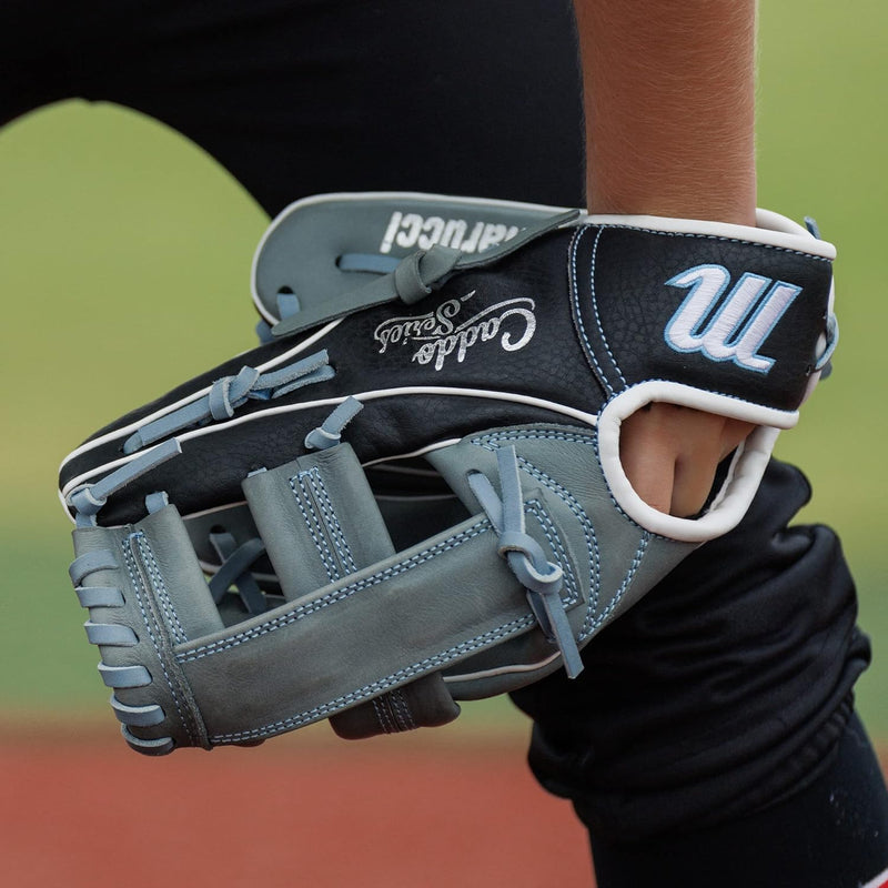 Marucci Caddo Fastpitch S Type 11 inch Single Post Baseball Gloves - Gray/Columbia Blue