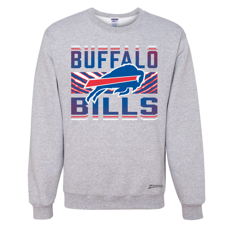 Zubaz Men's Buffalo Bills Crew Neck Sweatshirt - Ash - lauxsportinggoods