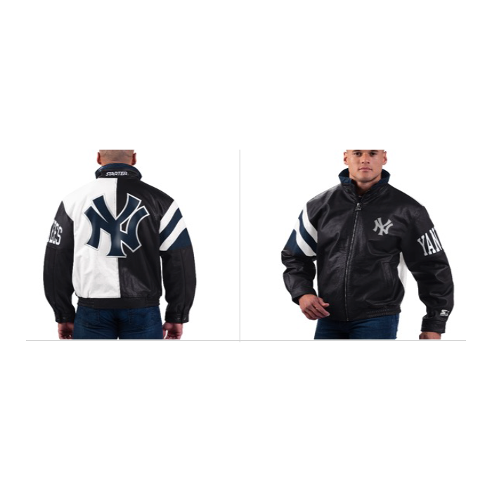 Starter Men's New York Yankees Leather Full-Zip Jacket - lauxsportinggoods