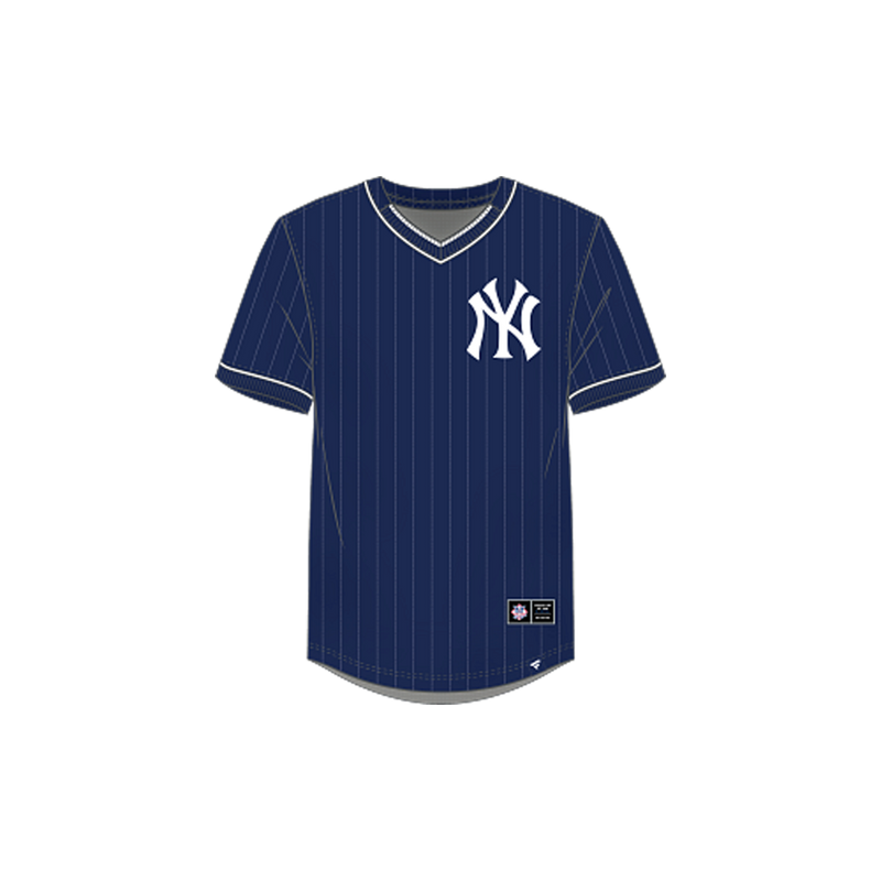 Fanatics New York Yankees Challenging Victory Pullover Pinstripe SS Player Jersey - Navy - lauxsportinggoods