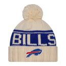 New Era Junior Buffalo Bills NFL24 Striped Knit Hat w/ Pom - White/Royal