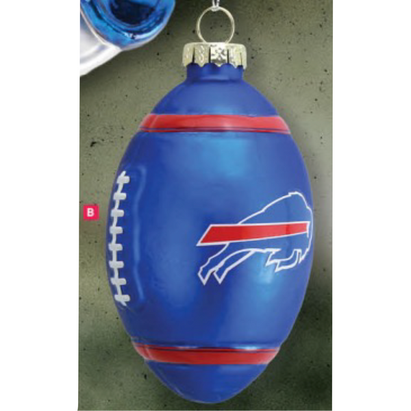 Majestic Buffalo Bills Blown Glass Football Ornament - lauxsportinggoods