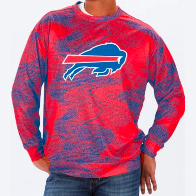 Zubaz Men's Buffalo Bills Static Print Crew Sweatshirt - lauxsportinggoods