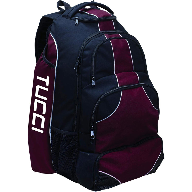 Tucci Large Plus Team Travel Baseball Bat Backpack - Black/Maroon