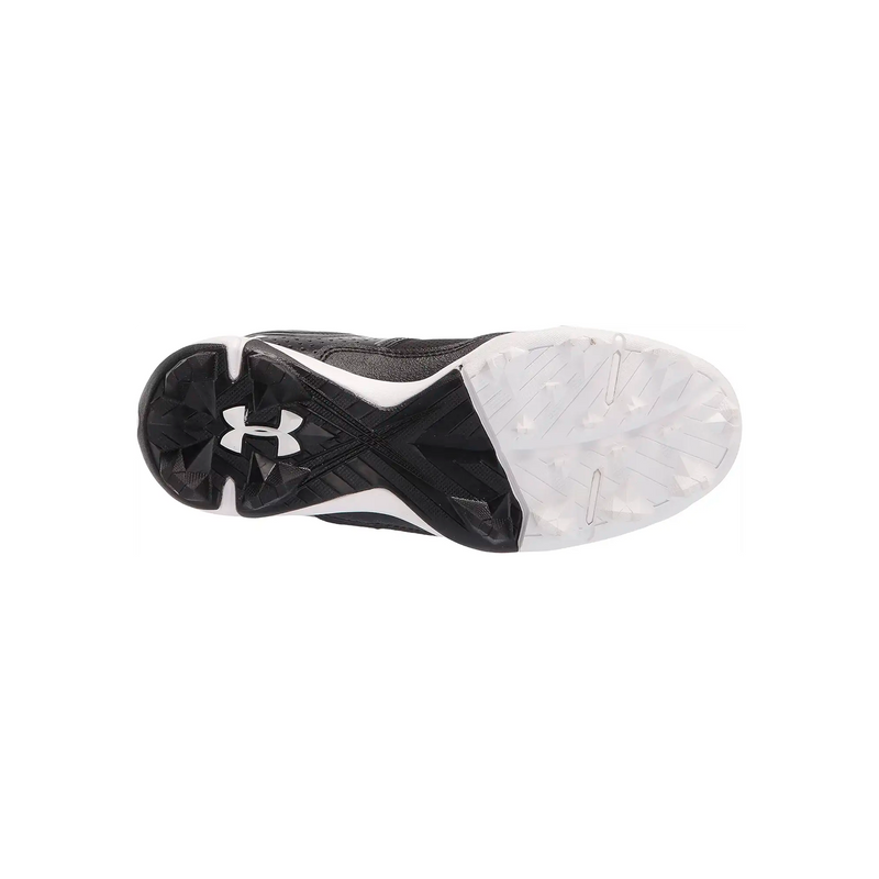 Open Box Under Armour Girl's UA Glyde RM Jr. Softball Cleats - Black/White - 3