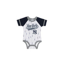 Outerstuff Infant New York Yankees White Three-Piece Play Ball Raglan Bodysuit/Booties & Bib Set - lauxsportinggoods