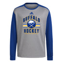 Adidas Men's Buffalo Sabres Team Issue Crew Sweatshirt - Grey/Royal - lauxsportinggoods