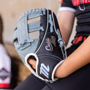 Marucci Caddo Fastpitch S Type 11 inch Single Post Baseball Gloves - Gray/Columbia Blue - lauxsportinggoods