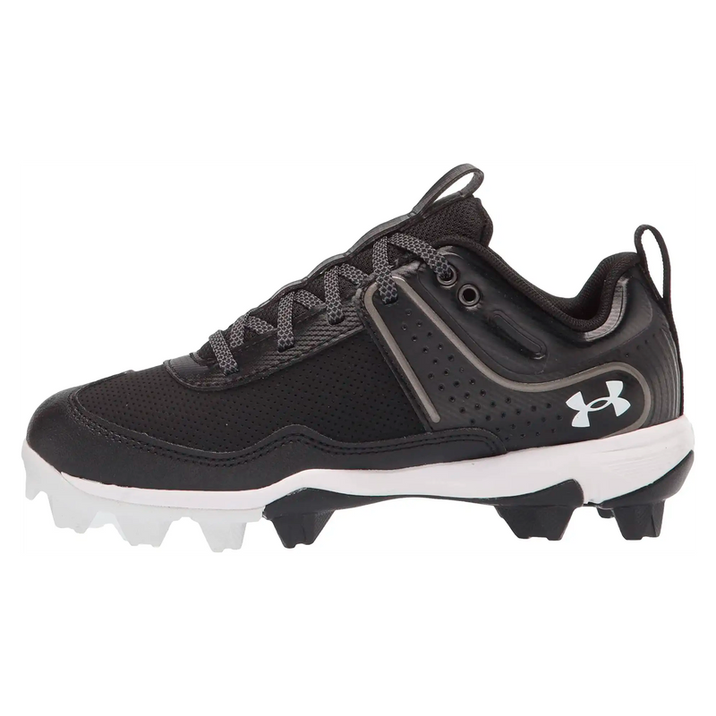 Open Box Under Armour Girl's UA Glyde RM Jr. Softball Cleats - Black/White - 3