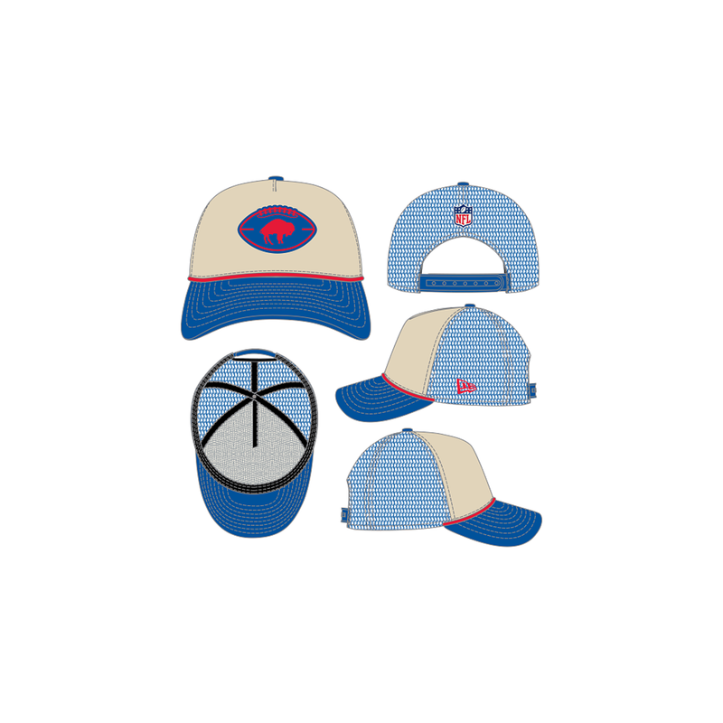 New Era Youth Buffalo Bills NFL 2024 Retro Logo 940AF Adjustable Hat - Khaki/Royal - lauxsportinggoods