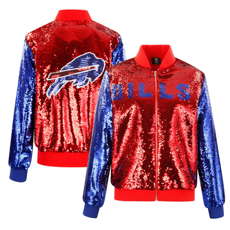 Cuce Women's Buffalo Bills Two Tone Team Colored Sequin Jacket - lauxsportinggoods