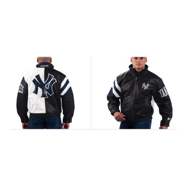 Starter Men's New York Yankees Leather Full-Zip Jacket - lauxsportinggoods