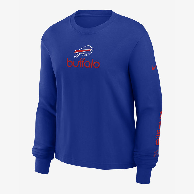 Fanatics Nike Women's Buffalo Bills Essential Long Sleeve Boxy Tee - Royal - lauxsportinggoods