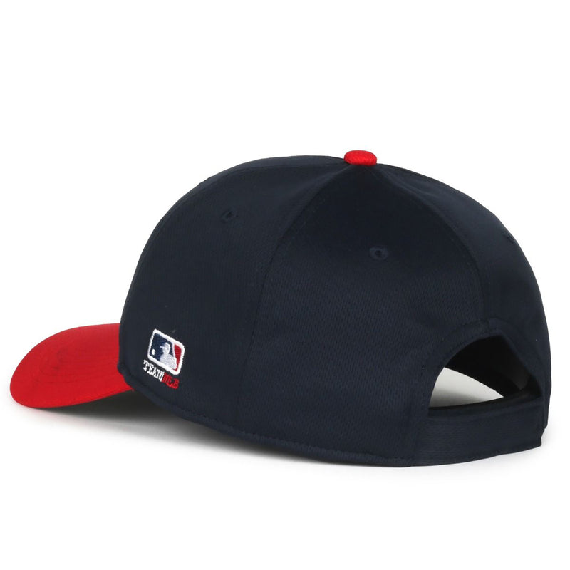 Discount OC Sports MLB-350 Adult Adjustable Performance Baseball Hat - Cleveland Guardians - Navy/Red