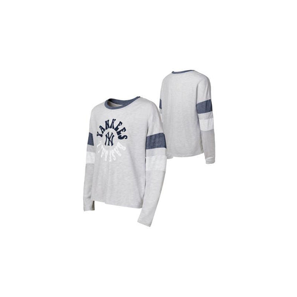 Outerstuff Girl's New York Yankees Double Header Fashion LS Tee