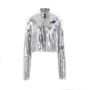 Cuce Women's Buffalo Bills Sequin Blazer w/ Fringe Detail - White - lauxsportinggoods