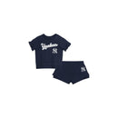 Outerstuff Girl's New York Yankees Dugout Cute SS Tee/Short Set - lauxsportinggoods