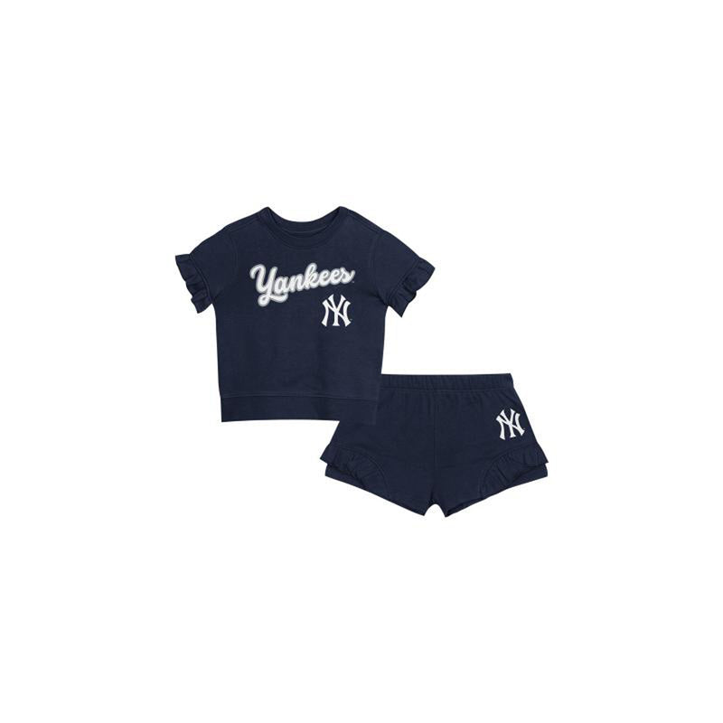 Outerstuff Girl's New York Yankees Dugout Cute SS Tee/Short Set