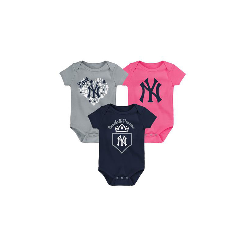 Outerstuff Infant New York Yankees Home Run Baby Creeper Bodysuit - Set of 3