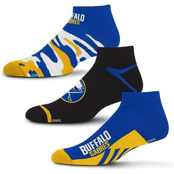 For Bare Feet Men's Camo Boom Ankle Sock - 3-Pack - Buffalo Sabres - Size 8-13 - lauxsportinggoods