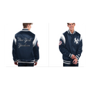 Starter Men's New York Yankees Varsity Satin Jacket - Navy/Silver - lauxsportinggoods