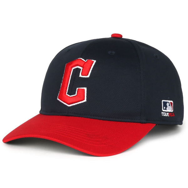 Discount OC Sports MLB-350 Adult Adjustable Performance Baseball Hat - Cleveland Guardians - Navy/Red