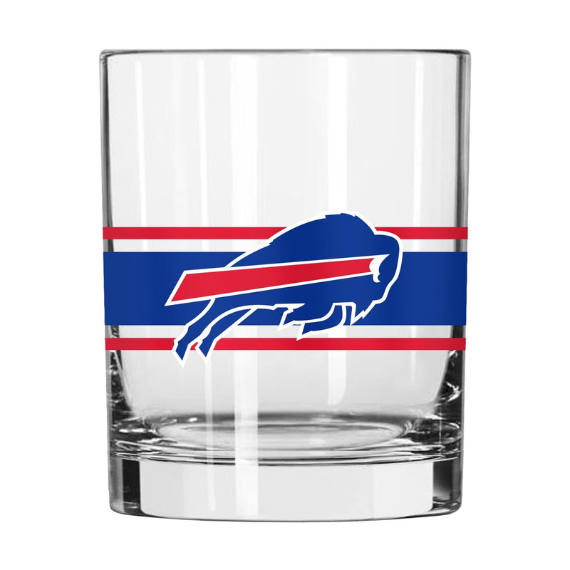 Logo Brands Buffalo Bills Stripe Rocks Glass - 14oz - lauxsportinggoods