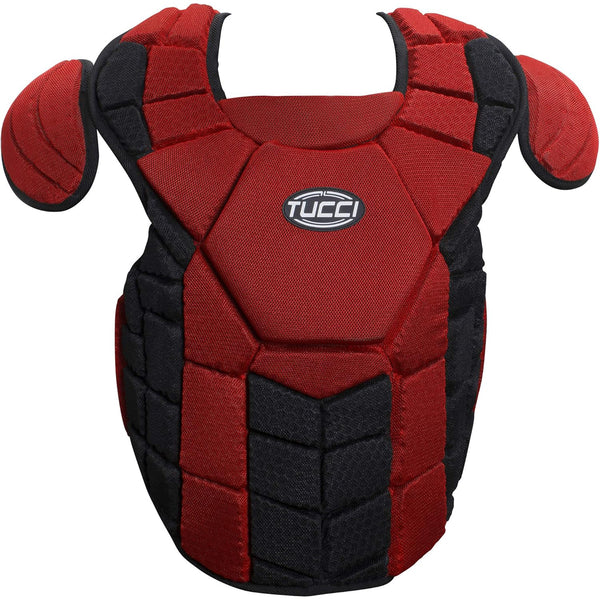 Tucci CC-1 Catcher's Baseball/Softball Chest Protector - Black/Scarlet - 13 inch